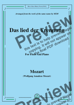 page one of Mozart-Das lied der trennung,for Flute and Piano
