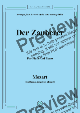 page one of Mozart-Der zauberer,for Flute and Piano