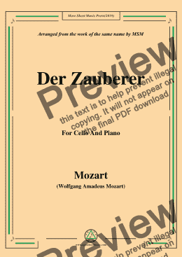 page one of Mozart-Der zauberer,for Cello and Piano