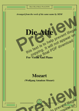 page one of Mozart-Die alte,for Violin and Piano