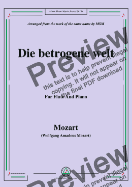 page one of Mozart-Die betrogene welt,for Flute and Piano