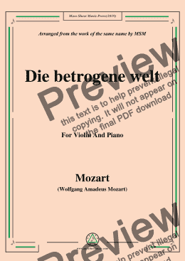 page one of Mozart-Die betrogene welt,for Violin and Piano