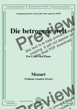 page one of Mozart-Die betrogene welt,for Cello and Piano