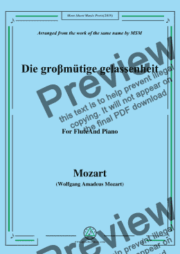 page one of Mozart-Die groβmütige gelassenheit,for Flute and Piano