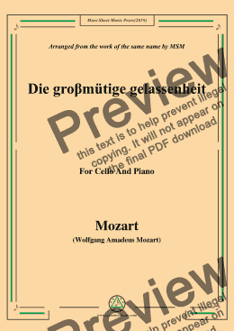 page one of Mozart-Die groβmütige gelassenheit,for Cello and Piano