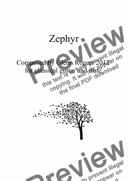 page one of 'Zephyr' for classical guitar and flute 