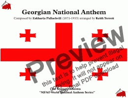 page one of Georgian National Anthem ''Tavisupleba'' for String Orchestra (MFAO World National Anthem Series) 