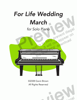 page one of For Life Wedding March for Solo Piano