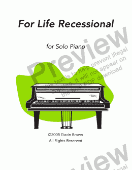 page one of For Life Recessional for Solo Piano