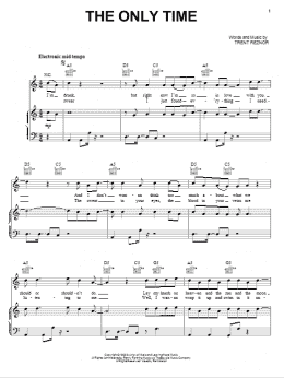 page one of The Only Time (Piano, Vocal & Guitar Chords (Right-Hand Melody))