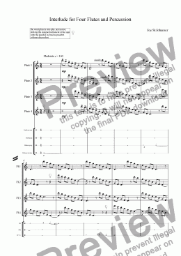 page one of Interlude for 4 Flutes and Percussion