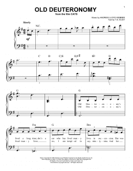 page one of Old Deuteronomy (from the Motion Picture Cats) (Easy Piano)