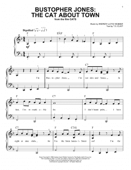 page one of Bustopher Jones: The Cat About Town (from the Motion Picture Cats) (Easy Piano)