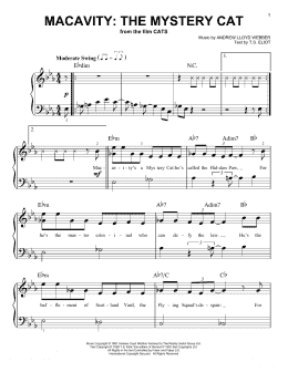 page one of Macavity: The Mystery Cat (from the Motion Picture Cats) (Easy Piano)
