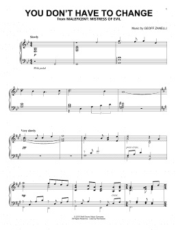 page one of You Don't Have To Change (from Disney's Maleficent: Mistress of Evil) (Piano Solo)