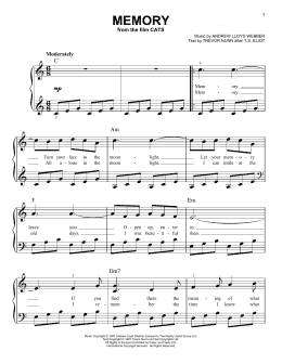 page one of Memory (from the Motion Picture Cats) (Easy Piano)