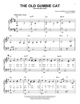 page one of The Old Gumbie Cat (from the Motion Picture Cats) (Easy Piano)