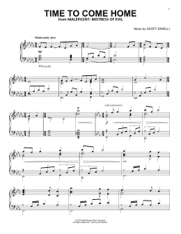 page one of Time To Come Home (from Disney's Maleficent: Mistress of Evil) (Piano Solo)