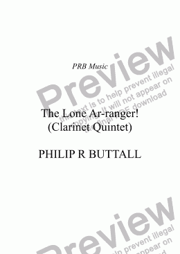 page one of The Lone Ar-ranger! (Clarinet Quintet)