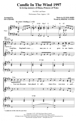 page one of Candle In The Wind (arr. Ed Lojeski) (SSA Choir)