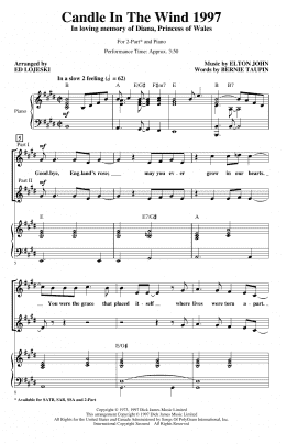 page one of Candle In The Wind (arr. Ed Lojeski) (2-Part Choir)