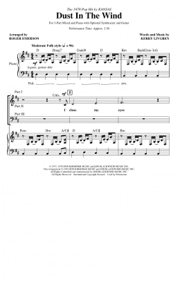 page one of Dust In The Wind (arr. Roger Emerson) (3-Part Mixed Choir)