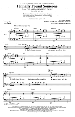 page one of I Finally Found Someone (arr. Ed Lojeski) (SATB Choir)