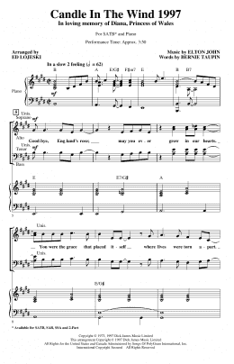 page one of Candle In The Wind (arr. Ed Lojeski) (SATB Choir)