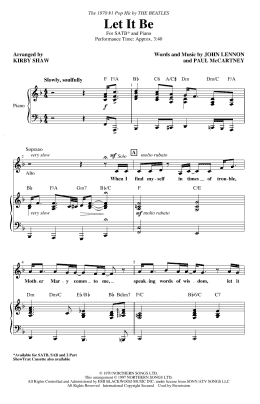 page one of Let It Be (arr. Kirby Shaw) (SATB Choir)