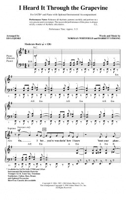 page one of I Heard It Through The Grapevine (arr. Ed Lojeski) (SATB Choir)