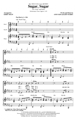 page one of Sugar, Sugar (arr. Kirby Shaw) (2-Part Choir)