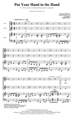 page one of Put Your Hand In The Hand (arr. Kirby Shaw) (2-Part Choir)