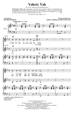 page one of Yakety Yak (arr. Roger Emerson) (2-Part Choir)