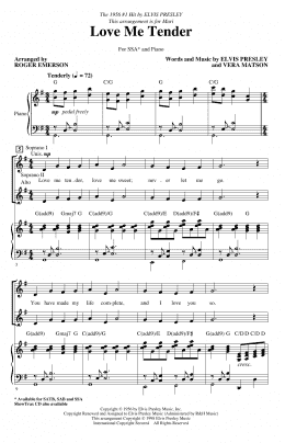page one of Love Me Tender (arr. Roger Emerson) (SSA Choir)