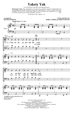 page one of Yakety Yak (arr. Roger Emerson) (3-Part Mixed Choir)