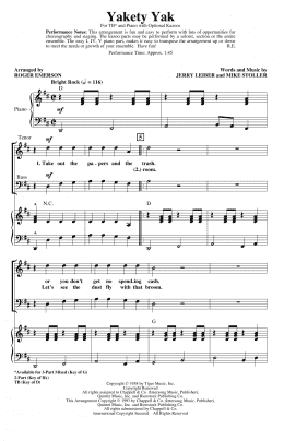 page one of Yakety Yak (arr. Roger Emerson) (TB Choir)