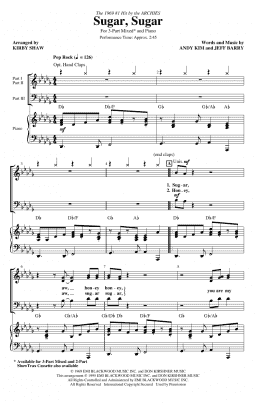 page one of Sugar, Sugar (arr. Kirby Shaw) (3-Part Mixed Choir)