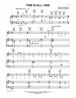 page one of This Is All I Ask (Beautiful Girls Walk A Little Slower) (Piano, Vocal & Guitar Chords (Right-Hand Melody))