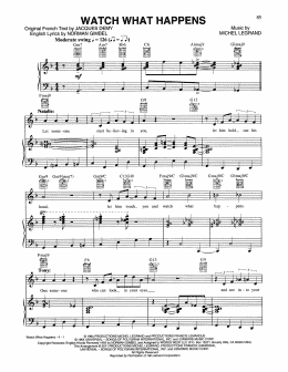 page one of Watch What Happens (Piano, Vocal & Guitar Chords (Right-Hand Melody))
