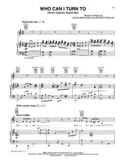 page one of Who Can I Turn To (When Nobody Needs Me) (Piano, Vocal & Guitar Chords (Right-Hand Melody))