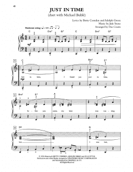 page one of Just In Time (arr. Dan Coates) (Easy Piano)