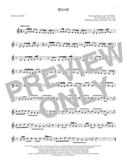 page one of Roar (Bass Clarinet Solo)