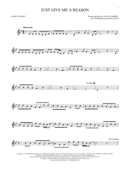 page one of Just Give Me A Reason (feat. Nate Ruess) (Bass Clarinet Solo)