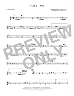 page one of Shake It Off (Bass Clarinet Solo)