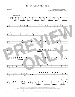 page one of Livin' On A Prayer (Bassoon Solo)