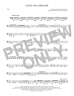 page one of Livin' On A Prayer (Tuba Solo)