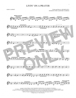 page one of Livin' On A Prayer (Bass Clarinet Solo)