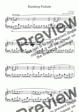 page one of Raindrop Prelude- Chopin. Easier version  Intermediate