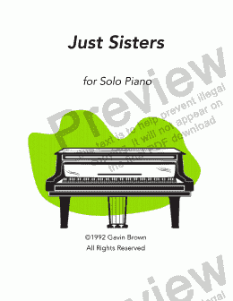page one of Just Sisters for Solo Piano