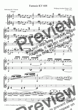 page one of Fantasie KV 608 für Flötenuhr